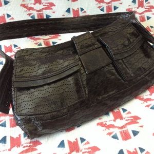 R & Y Augousti Black Leather/Stingray Shoulder Bag